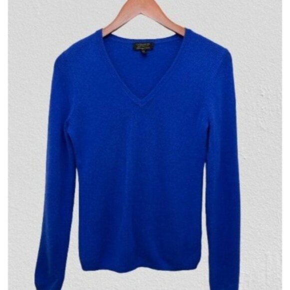 Charter Club 2-Ply Cashmere Sweater Knit V-Neck Royal Blue Long Sleeve Size Smal - Picture 1 of 7